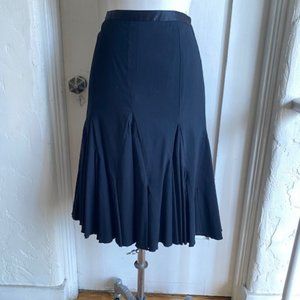Elevenses Anthropologie Womens Black Pleated Flared Skirt Size 4